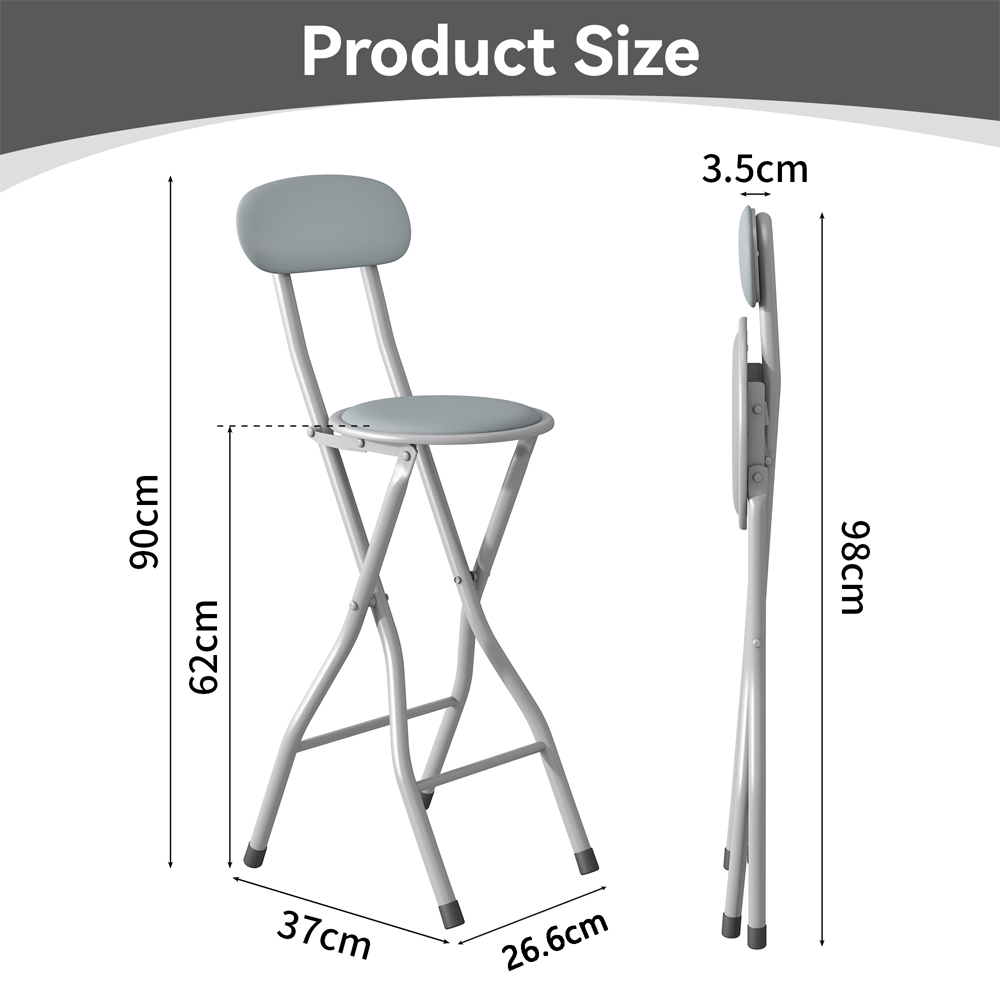 Grey Padded Folding Bar Stool Set of 4 Image 5
