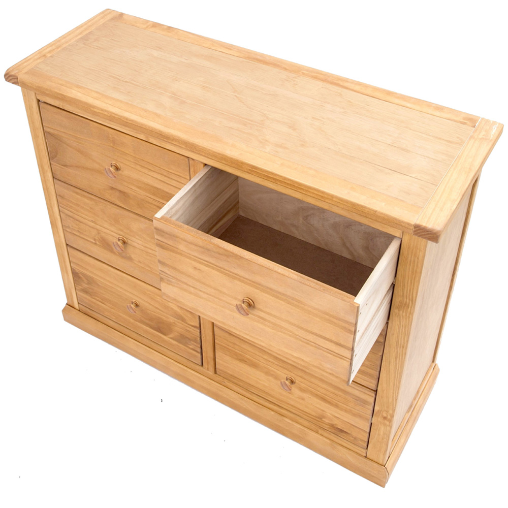 Cabinet Bits Lucca 6 Drawer Brown Wood Knob Chest of Drawers Image 5