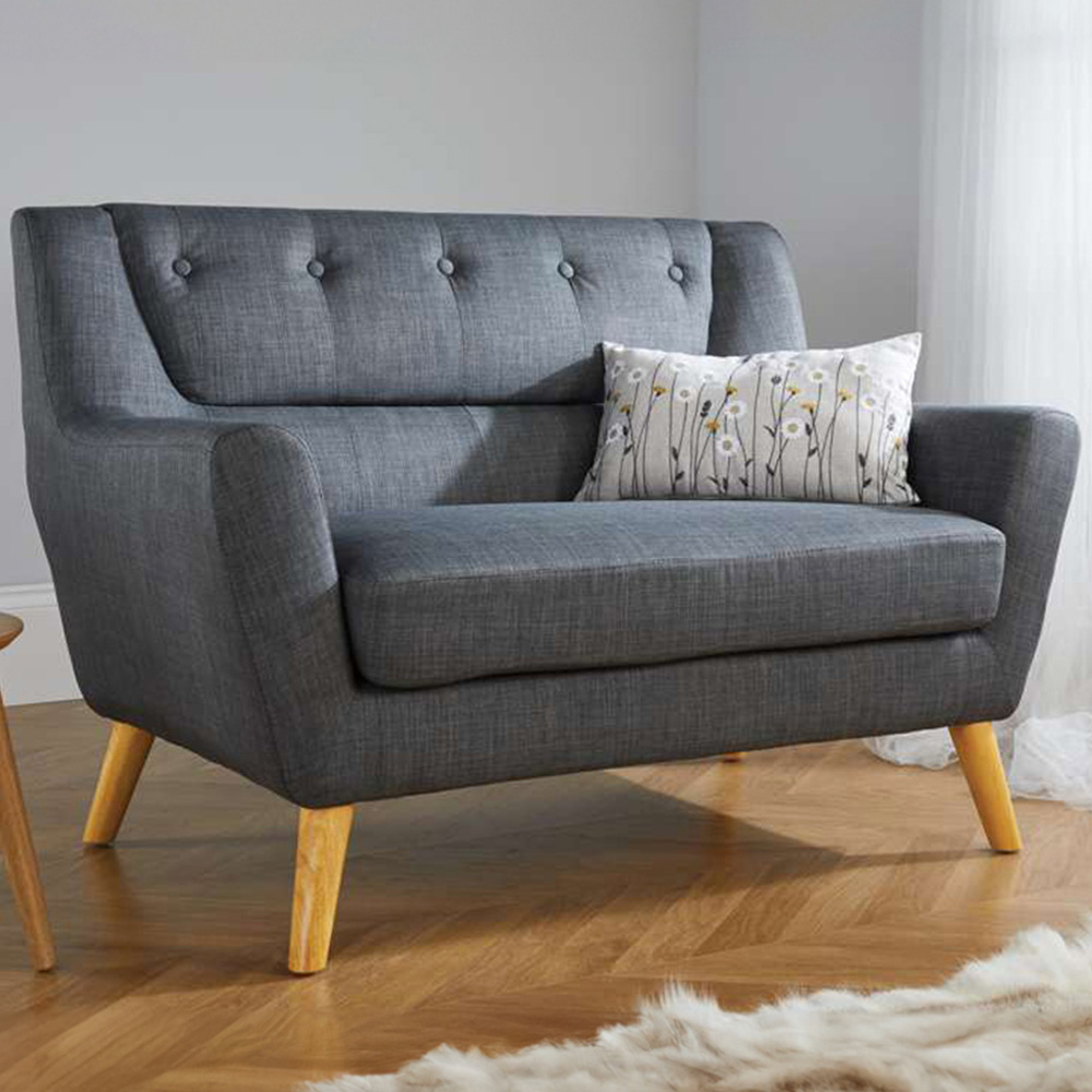 Lambeth 2 Seater Grey Fabric Sofa Image 1