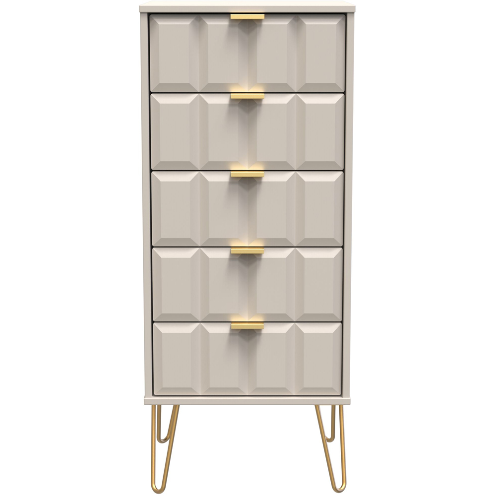 Crowndale Cube 5 Drawer Matt Kashmir Narrow Chest of Drawers Ready Assembled Image 3