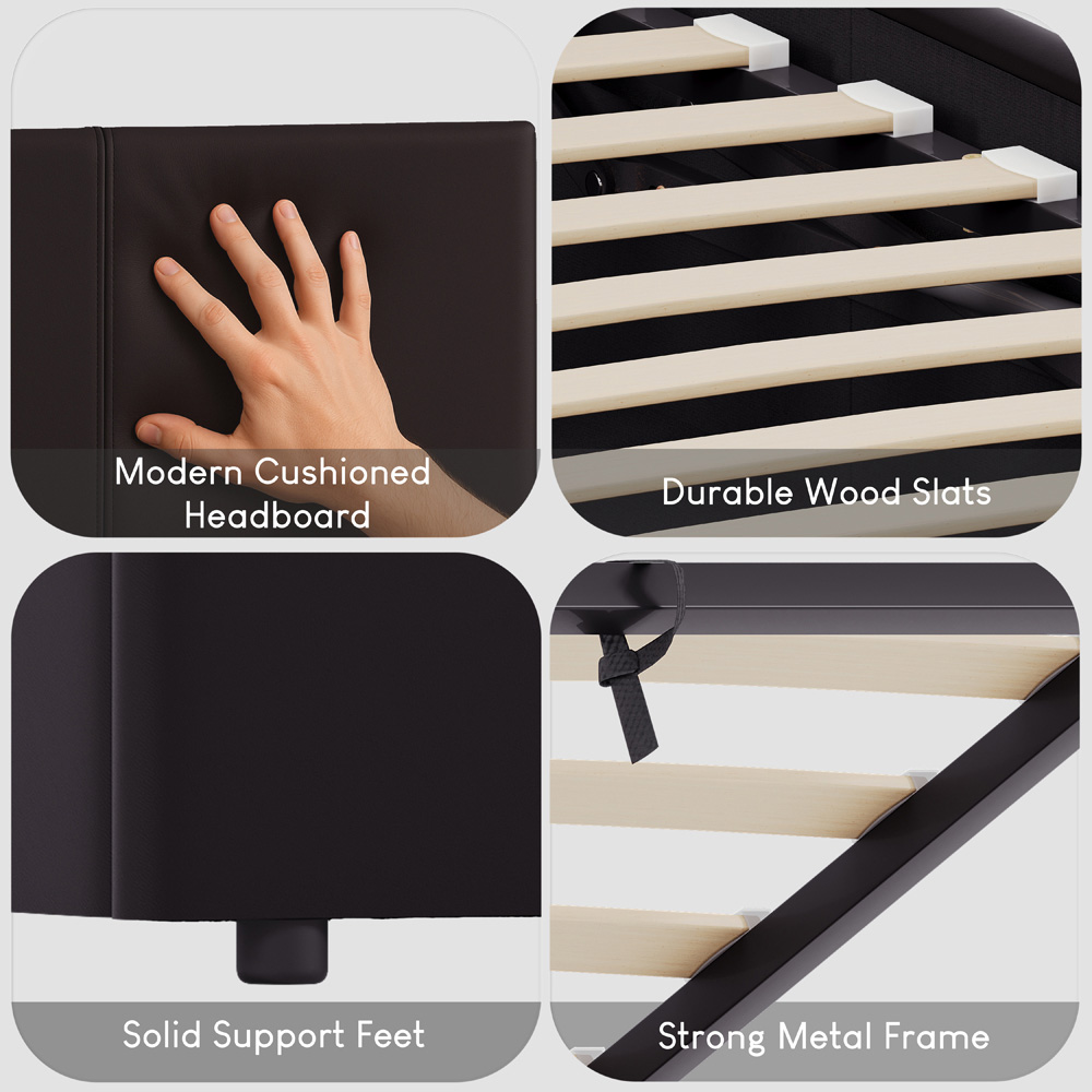 Vida Designs Lisbon Single Brown Faux Leather Ottoman Bed Image 6