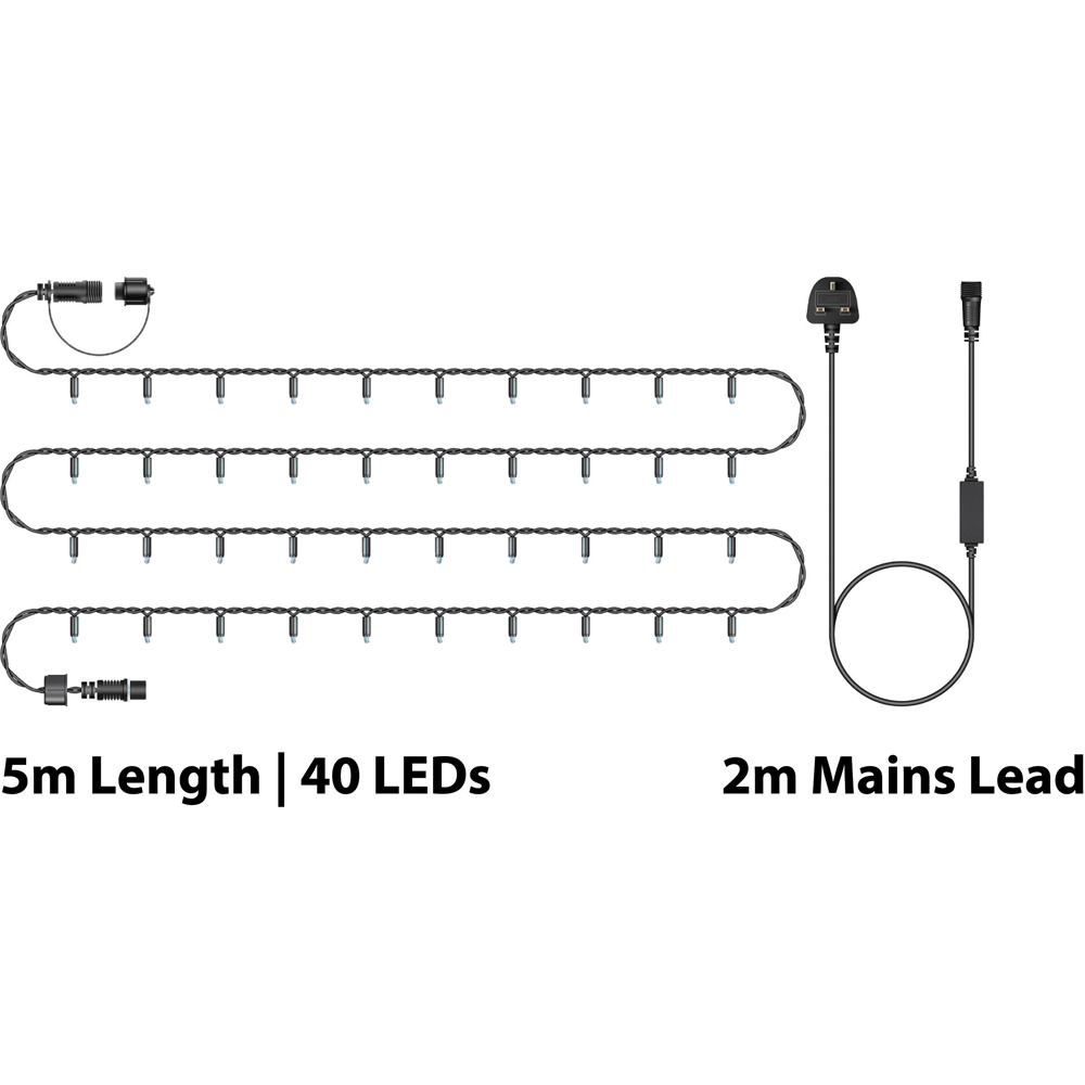 Eagle Connect Warm White LED Black String Light 5m Image 6