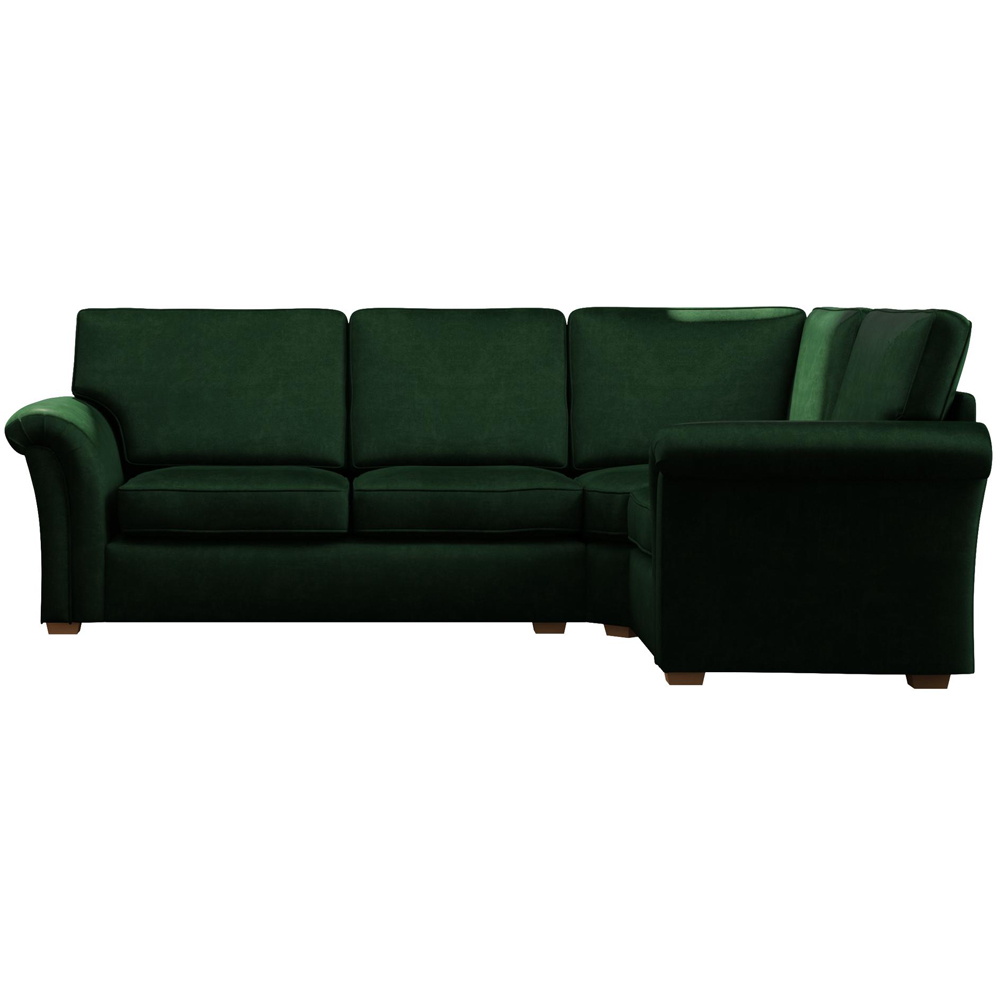 Castleacre 3 Seater Forest Green Plush Velvet Left Hand Fixed Back Corner Sofa Image 3