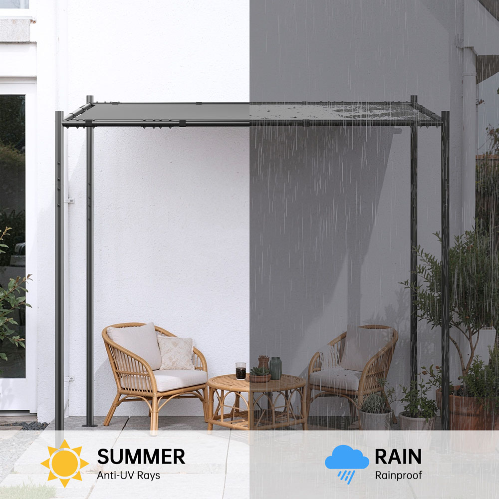 Rattrix 2.4 x 2.4m Grey Metal Pergola with Slanted Roof Image 5