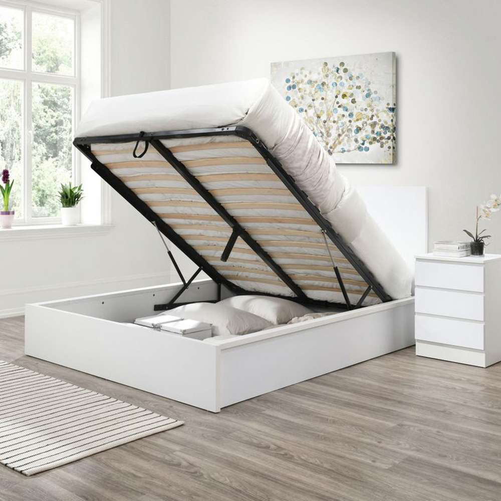 Oslo King Size White Ottoman Bed Image 7