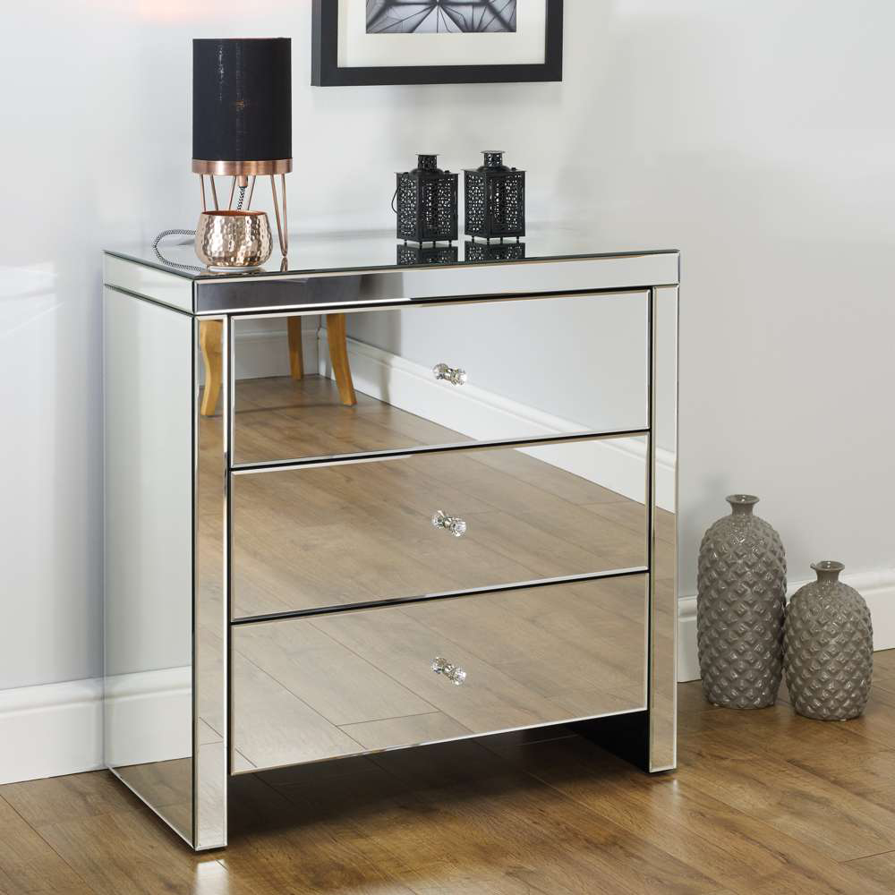 Birlea Seville 3 Drawer Mirrored Chest of Drawers Image 7