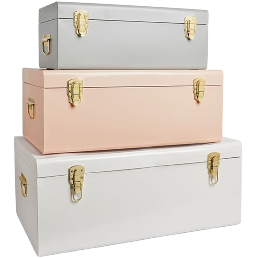 VonHaus Metal Storage Trunk Set of 3 Image 2
