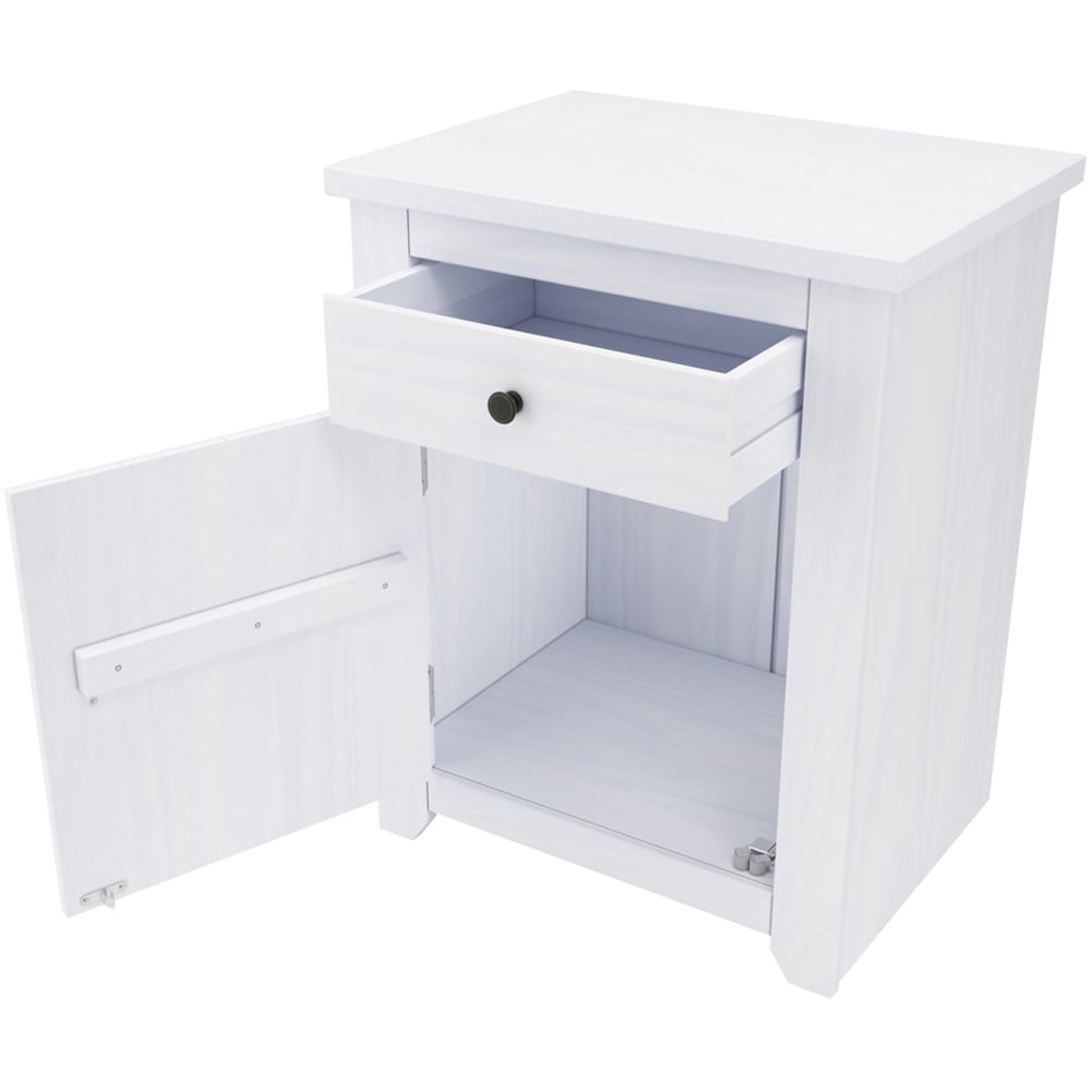 Havana Single Door Single Drawer White Bedside Cabinet Image 4