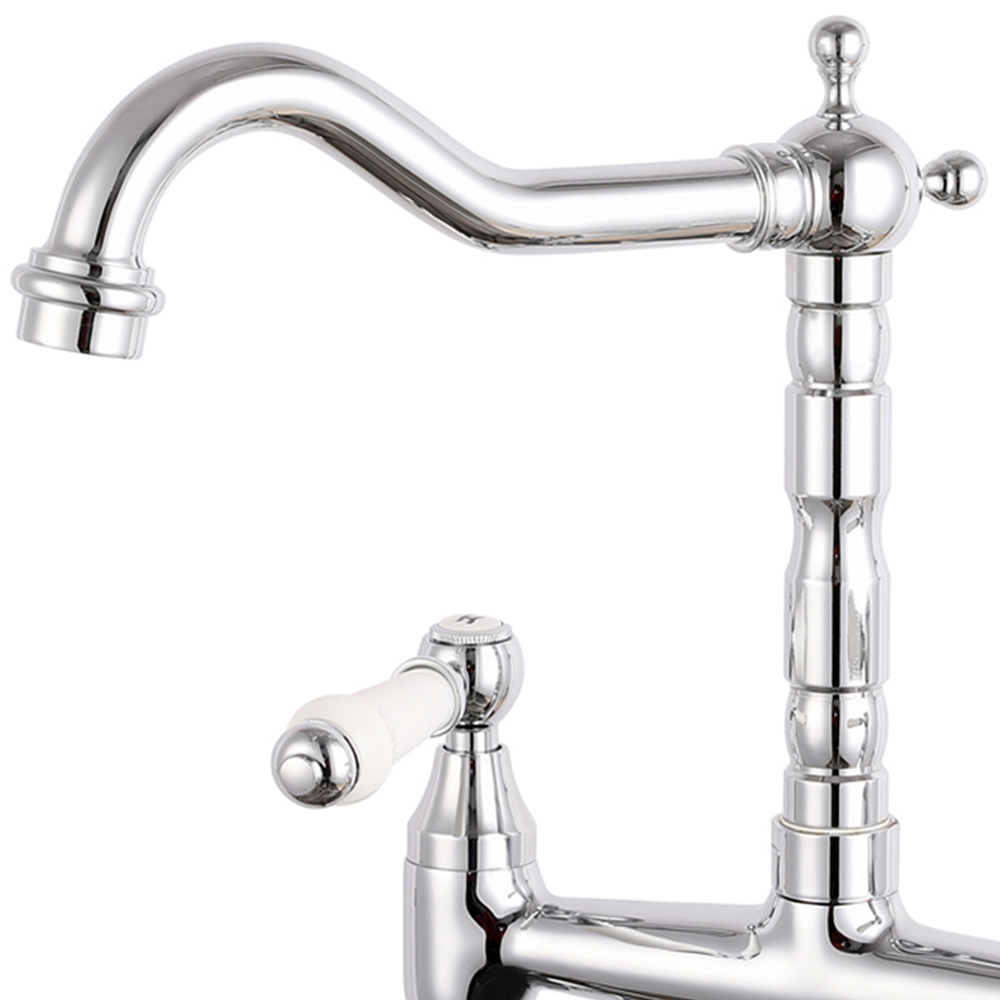 Reginox Utica CH Polished Chrome Dual Lever Bridge Mixer Kitchen Tap Image 2