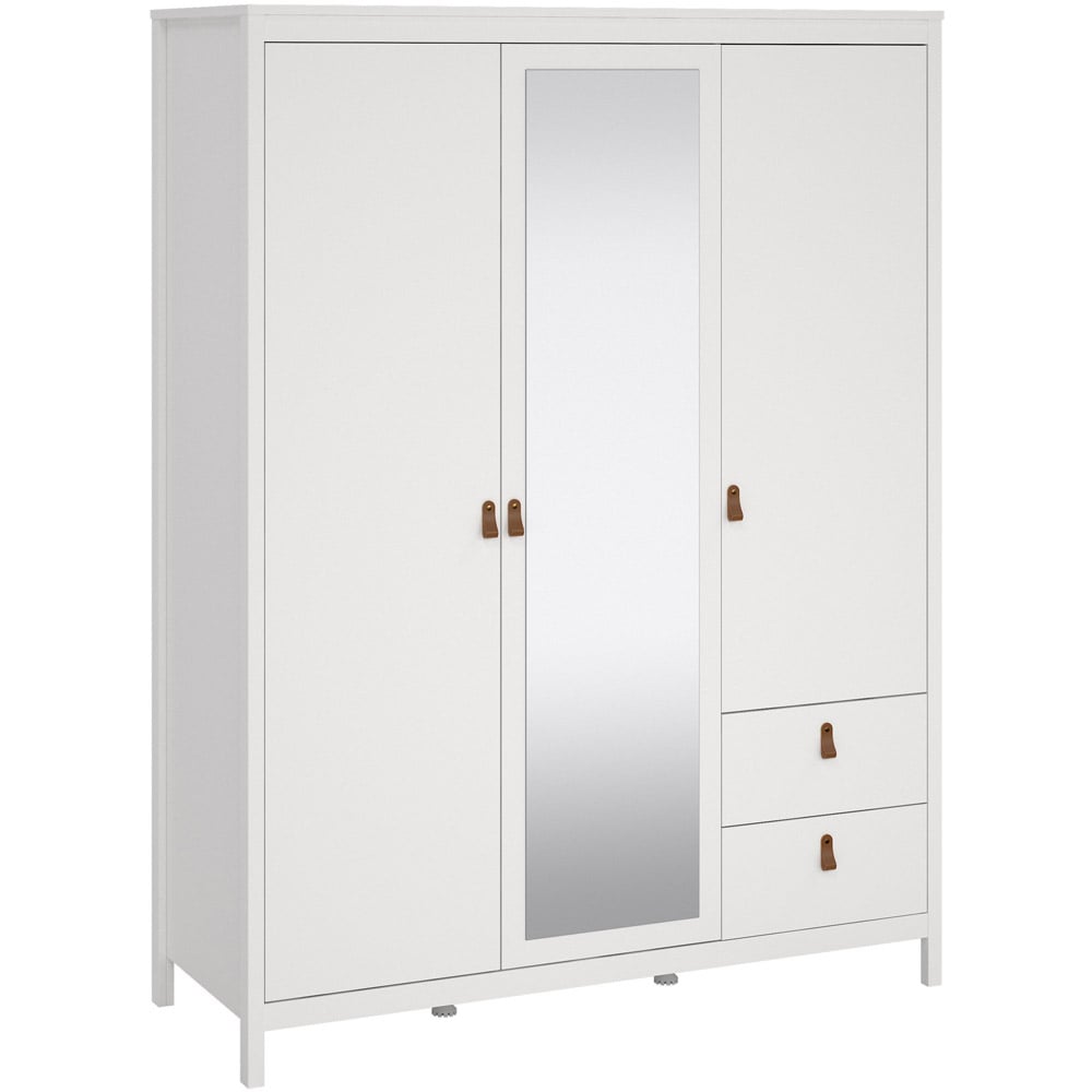 Florence Barcelona 3 Door 2 Drawer White Mirrored Wardrobe Image 2
