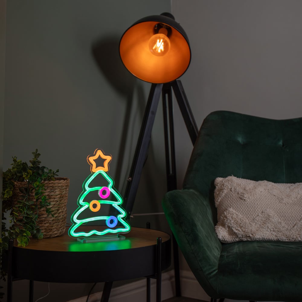 Premier Multicolour LED Christmas Tree Table Top Neon Sign 25 x 17cm Image 3