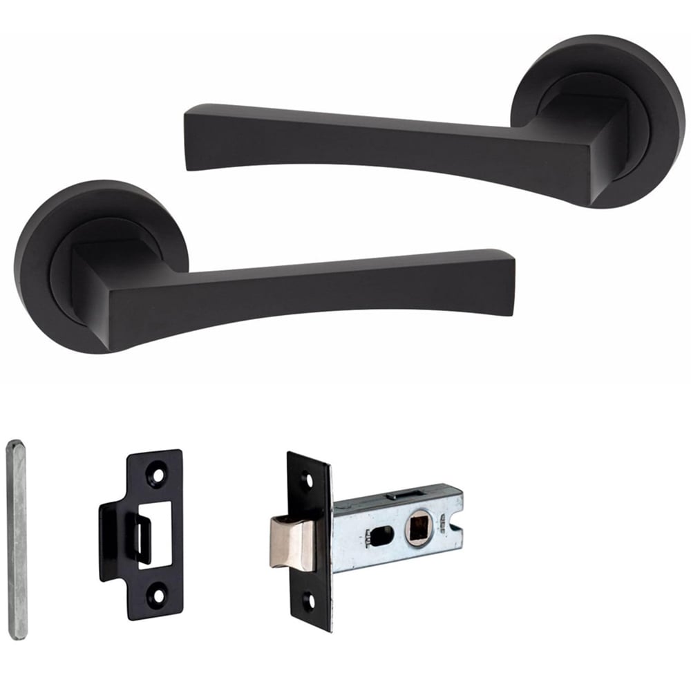 Golden Grace Matt Black Wave Door Handles Set 52mm 6 Pack Image 2