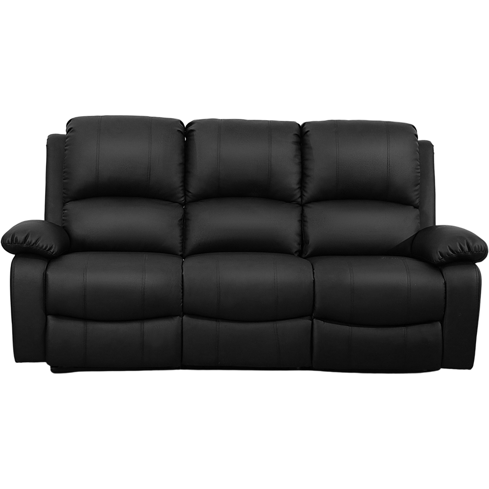 Comfy Living 3 Seater Black PU Leather Electric Recliner Sofa Image 2