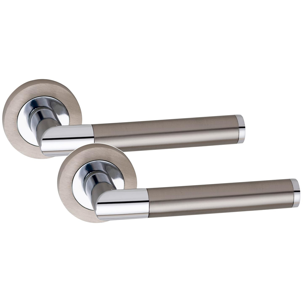 Golden Grace Mitred Satin Nickel Polished Chrome Mortise and Thumbturn Bathroom Door Handle 64mm Image 3