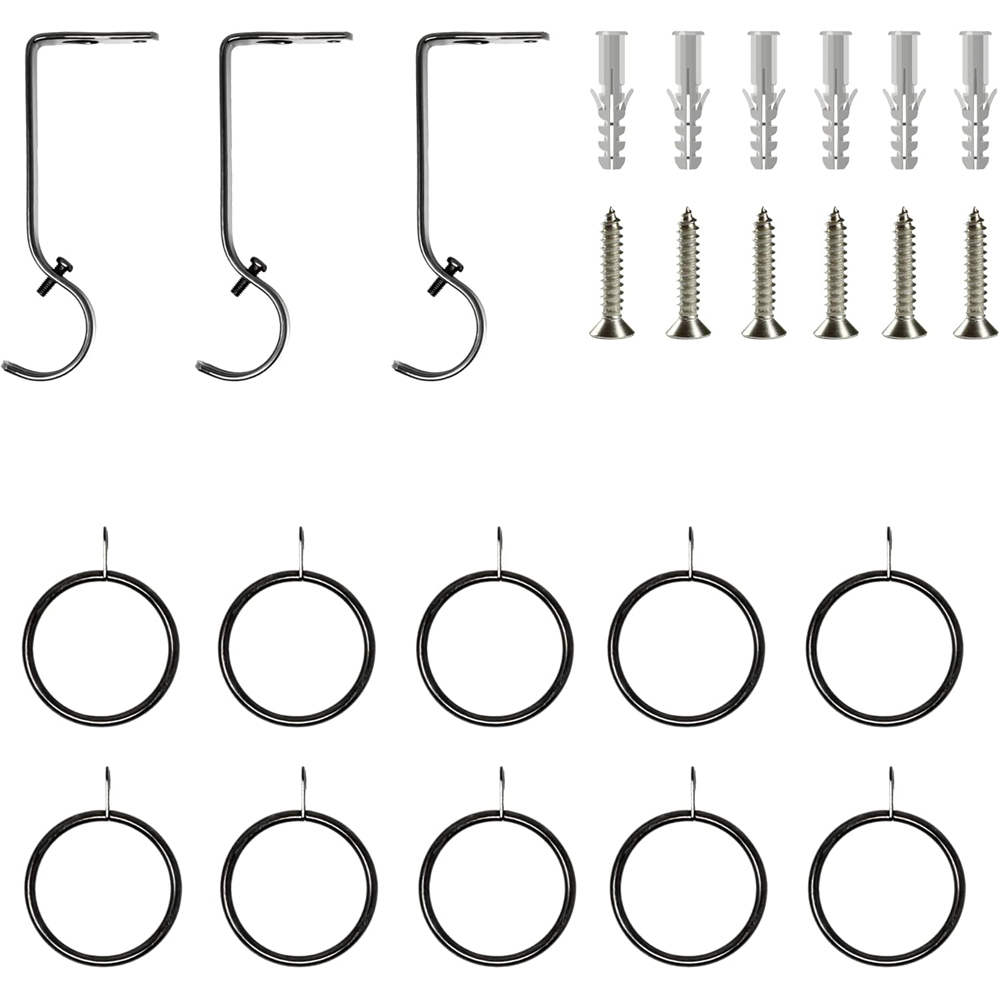 Home Treats 40 to 218cm Extendable Black Nickel Metal Round Curtain Pole Image 4