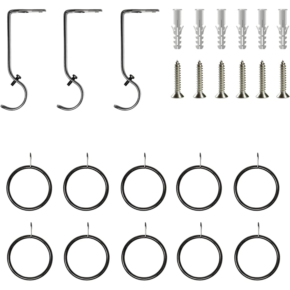 Home Treats 40 to 144cm Extendable Black Nickel Metal Crystal Curtain Pole Image 5