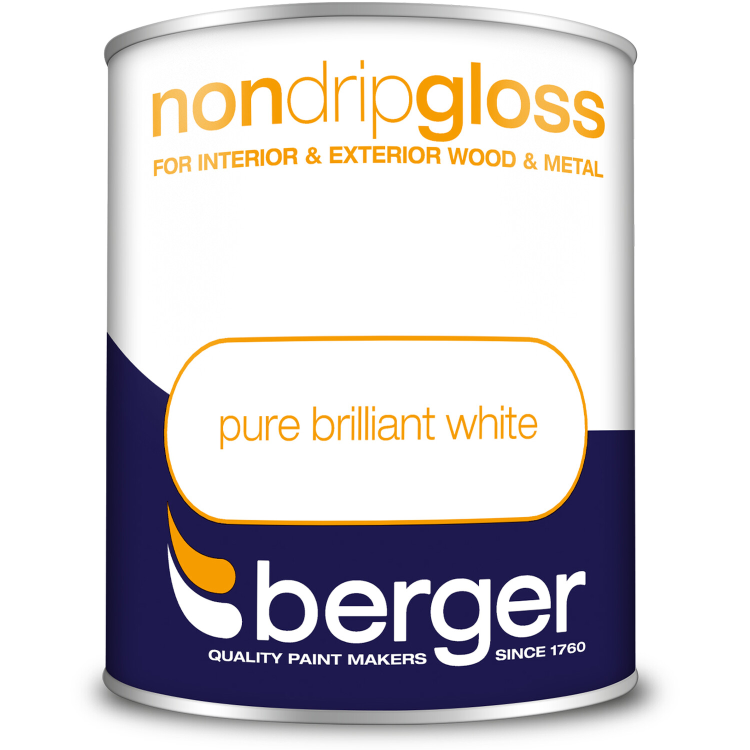 Berger Wood & Metal Pure Brilliant White Non Drip Gloss Paint Image 2