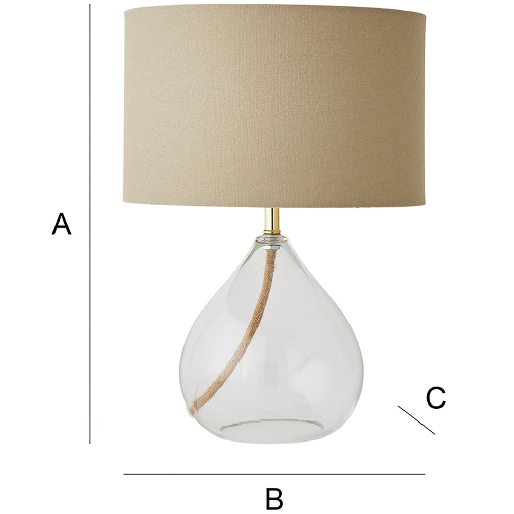 ValueLights Eloise Natural Linen Drum Shade Clear Glass Teardrop LED Table Lamp Image 7