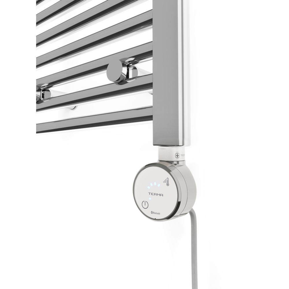 Terma Leo Chrome Electric Towel Rail with MOA Blue Element Upgrade 600 x 400mm Image 4