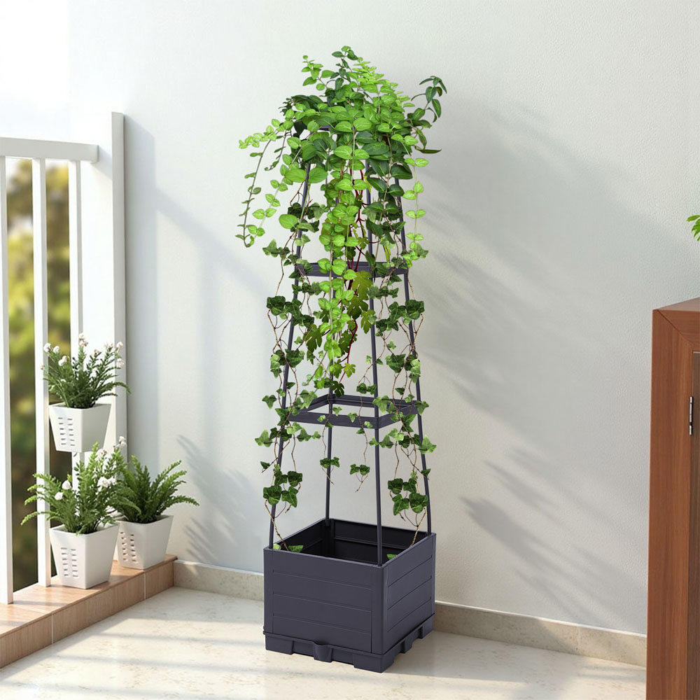 Living and Home Raised Garden Bed Planter Box with Trellis for Climbing Box 114cm Image 7