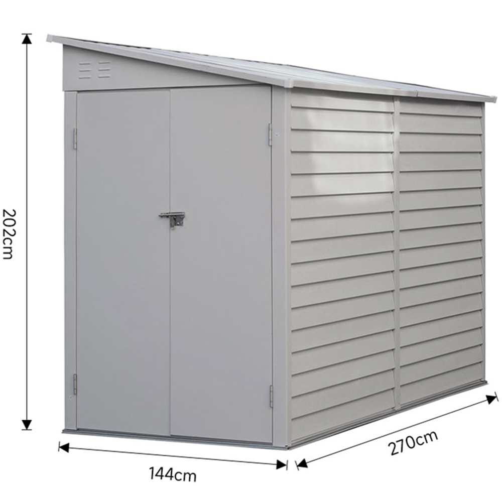 H&O Direct 8.9 x 4.7ft Grey Lean To Metal Pent Garden Shed Image 4