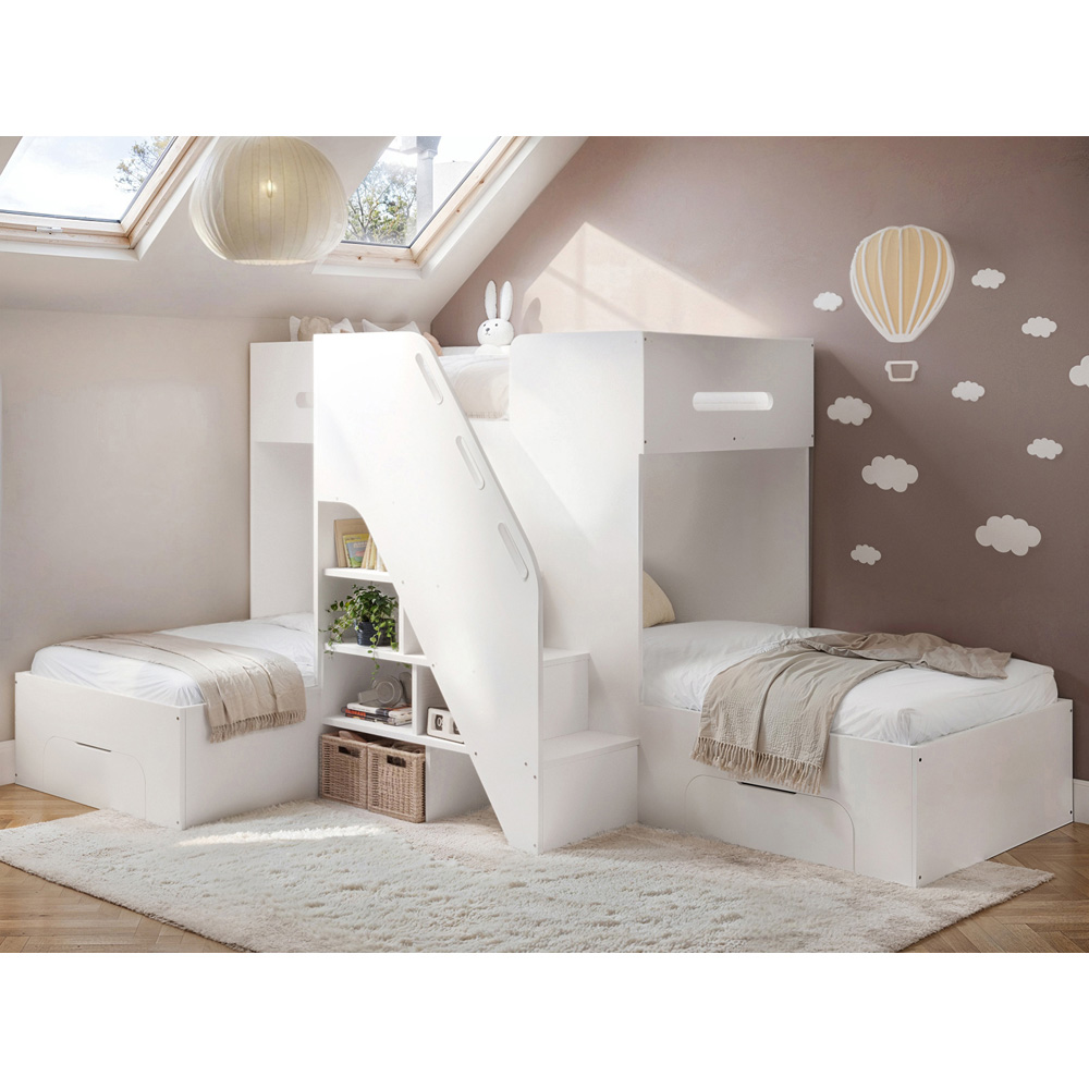 Flair Mason White Staircase Triple Sleeper with Storage Image 6
