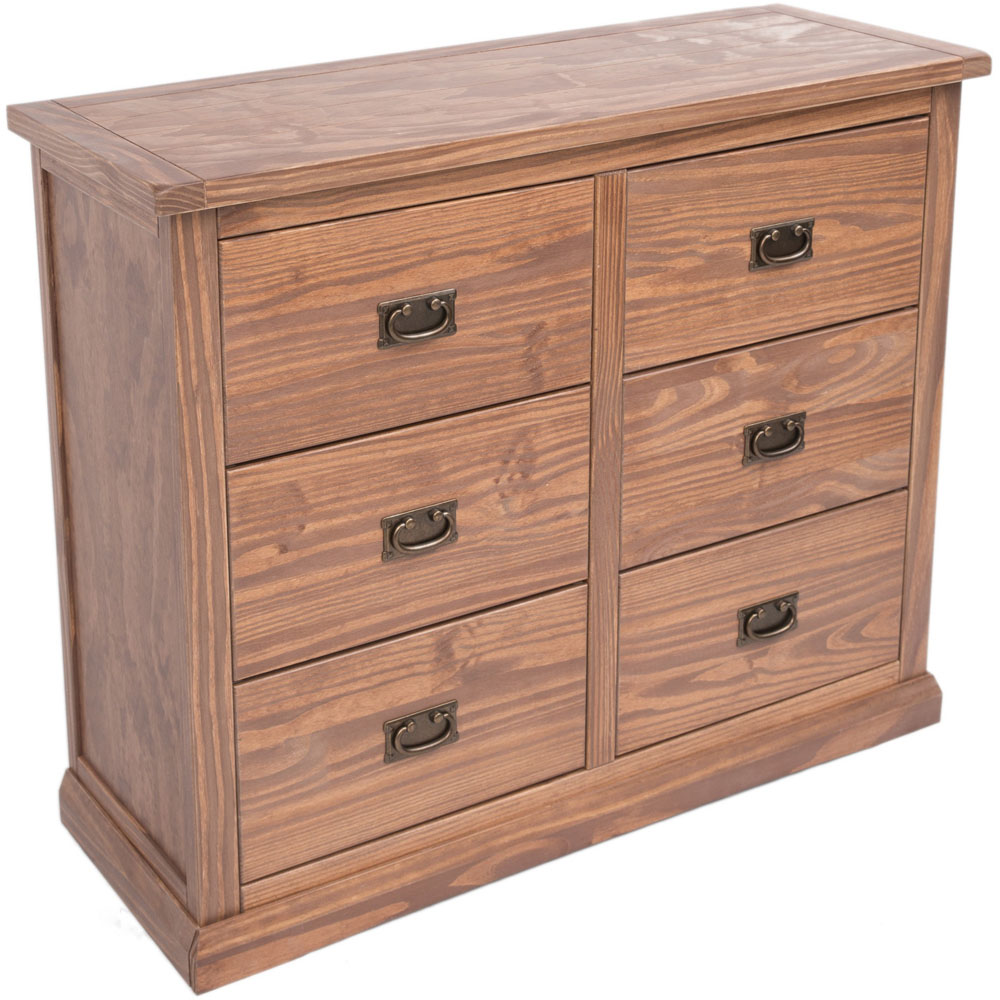 Cabinet Bits Tirolo 6 Drawer Brown Brass Drop Handle Chest of Drawers Image 4