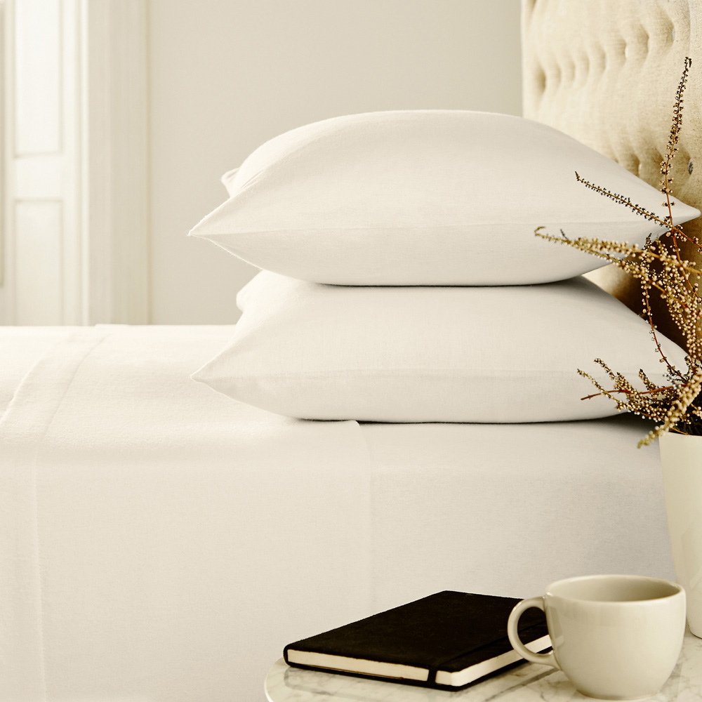 Helena Springfield King Size Ivory Brushed Cotton Fitted Bed Sheet Image 2