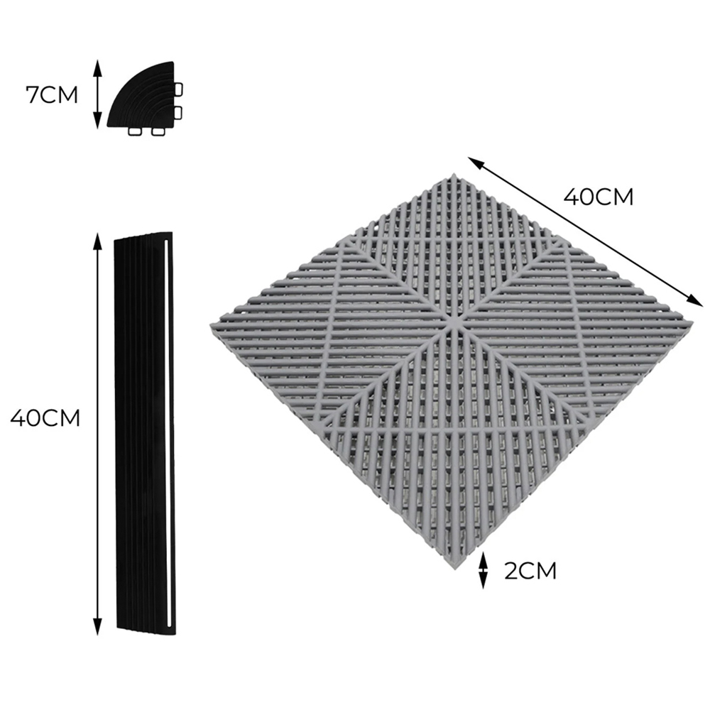 Monstershop 165 Grey and 60 Blue Vented Garage Floor Tiles with Edges Image 5