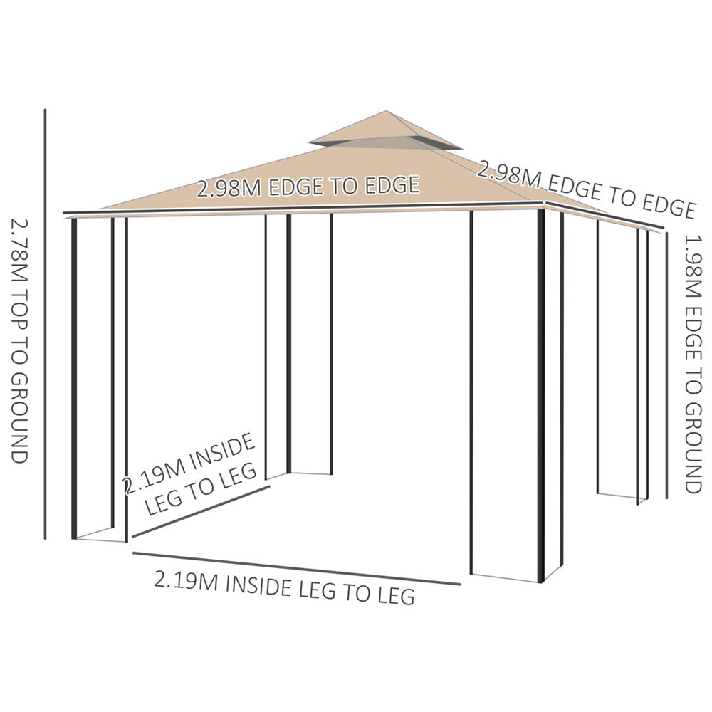 Outsunny 3 x 3m Patio Gazebo with Netting Shelves Image 6