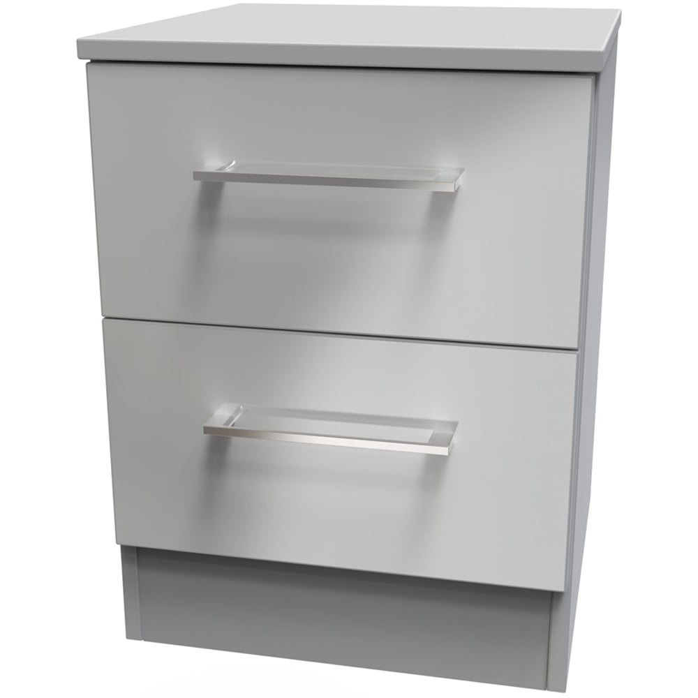 Crowndale Worcester 2 Drawer Uniform Grey and Dusk Grey Bedside Cabinet Ready Assembled Image 2