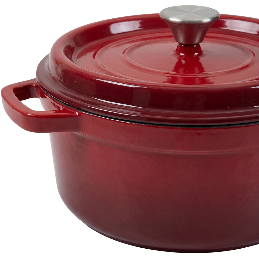 Living and Home Gradient Red Enamelled Cast Iron Dutch Oven Pot 6L Image 4