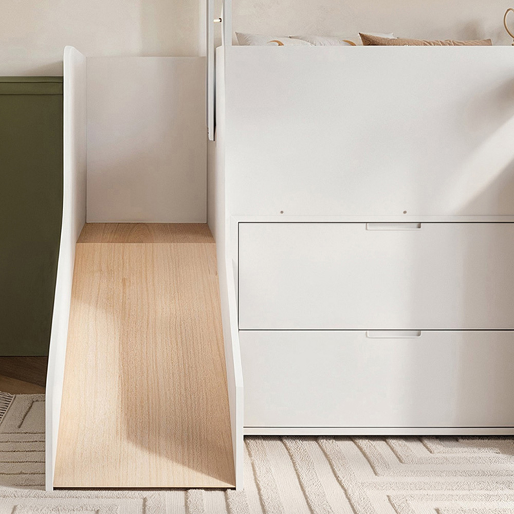 Flair Dreamland White and Oak Play House Slide Mid Sleeper with Storage Image 5