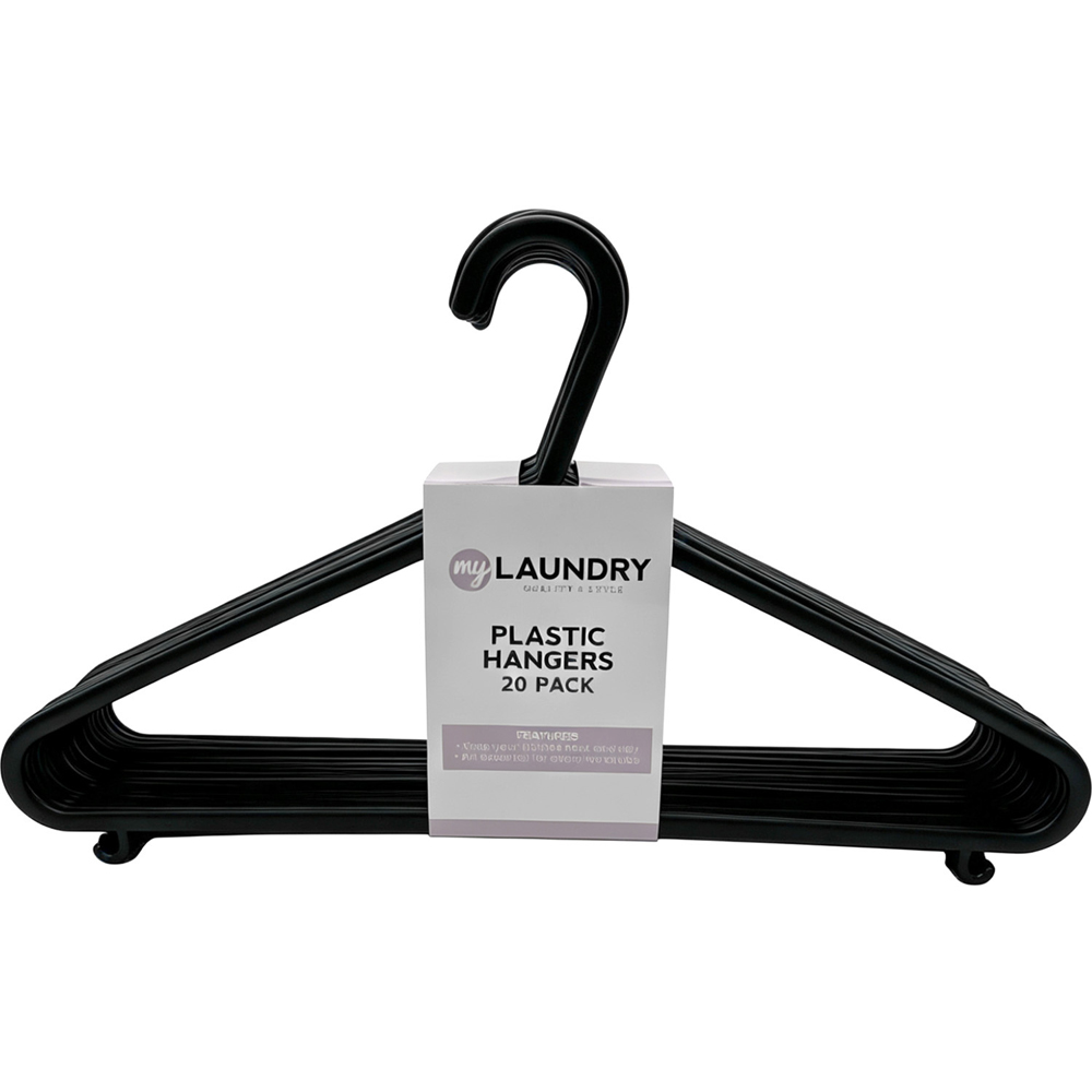 Pack of 20 My Laundry Plastic Hangers Black Image 3
