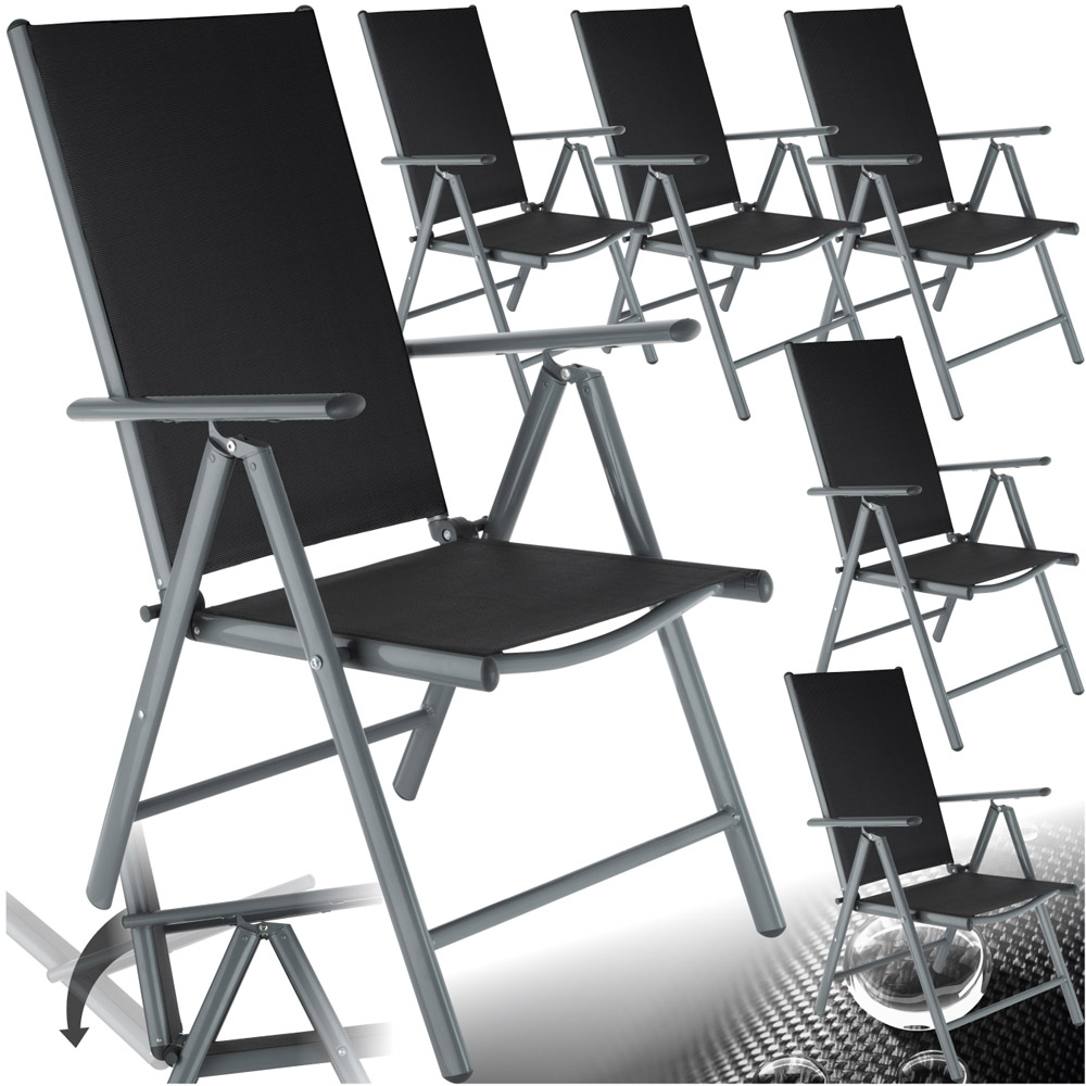 tectake Marilena Set of 6 Anthracite Adjustable Garden Chair Image 2