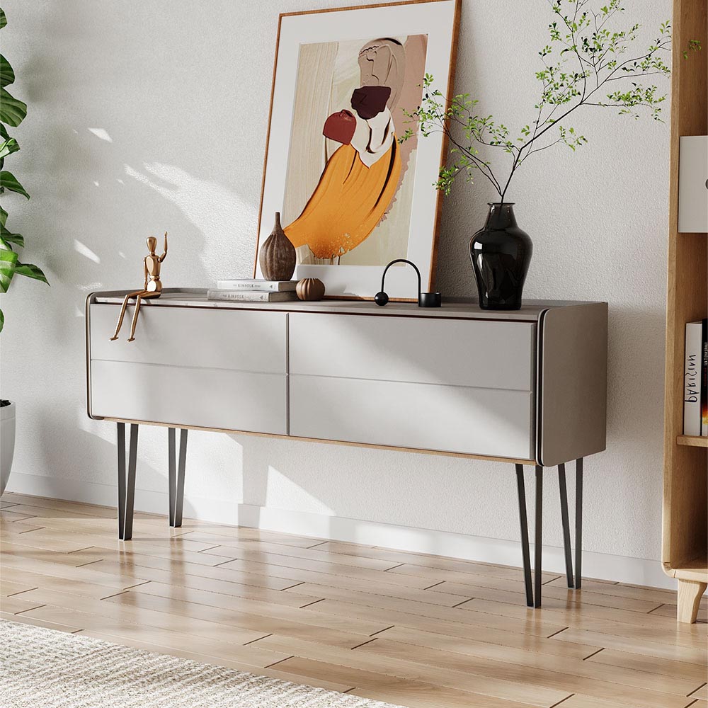 Living and Home 4 Pack Black Metal Trapezoid Furniture Legs 40cm Image 2