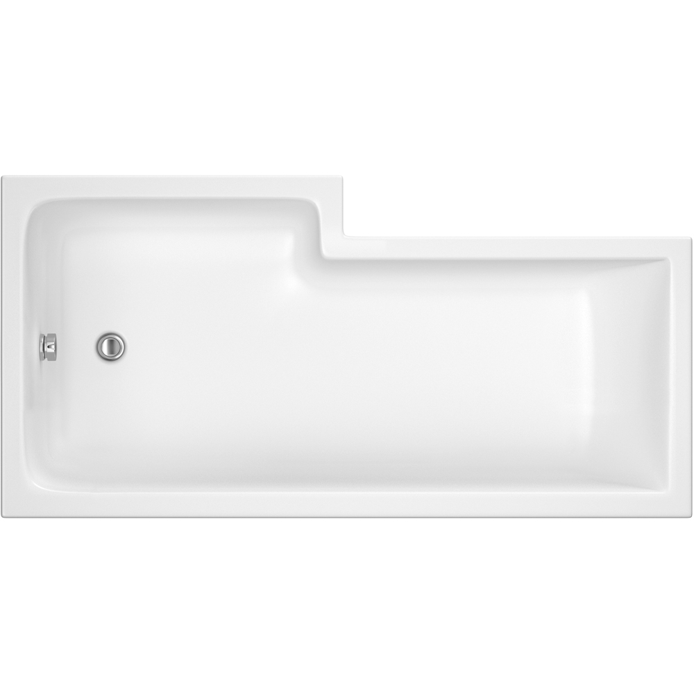 nuie 1700mm Right Hand Square Bath with Panel and Chrome Screen Image 2