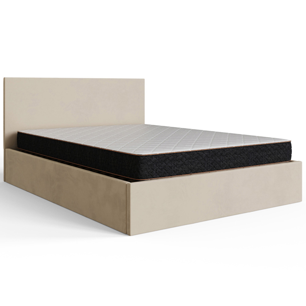 GFW King Size Natural Velvet End Lift Ottoman Bed with Memory Pocket Spring Mattress Image 4