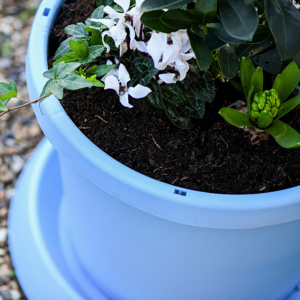 Garden Gear Mayan Blue Plastic Plant Pot with Saucer 42cm 2 Pack Image 3