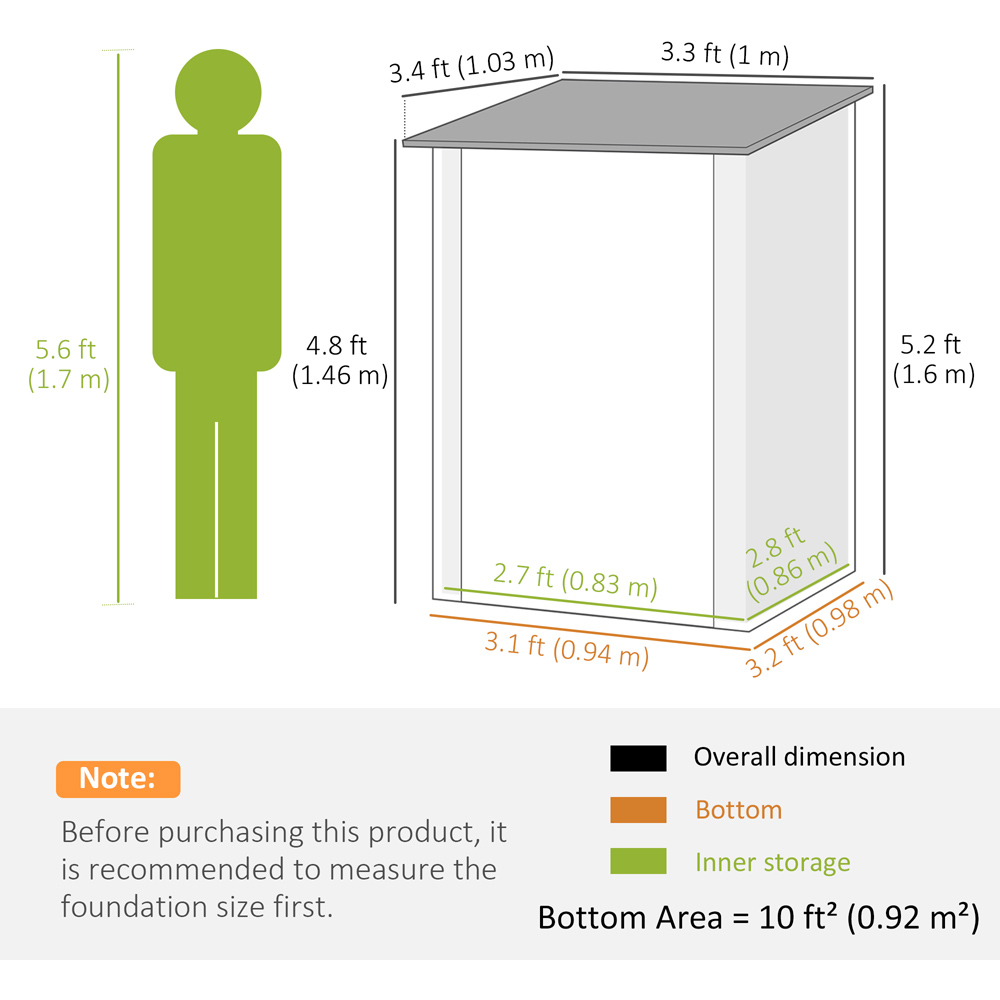 Outsunny 3.1 x 3.2ft Brown Metal Garden Storage Shed with Lockable Door Image 9