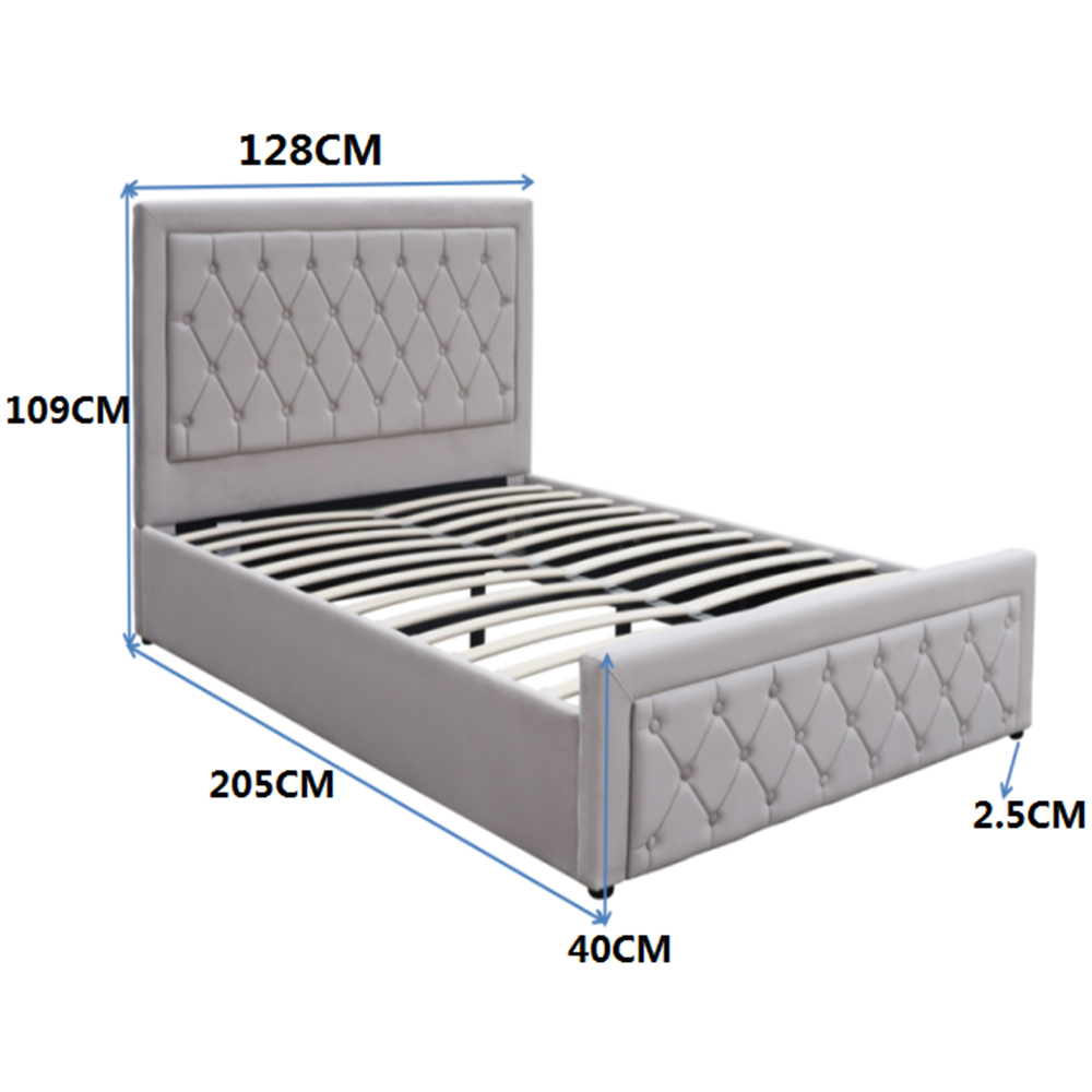 Kosy Koala Small Double Grey Velvet Tufted Gaslift Ottoman Bed Image 8