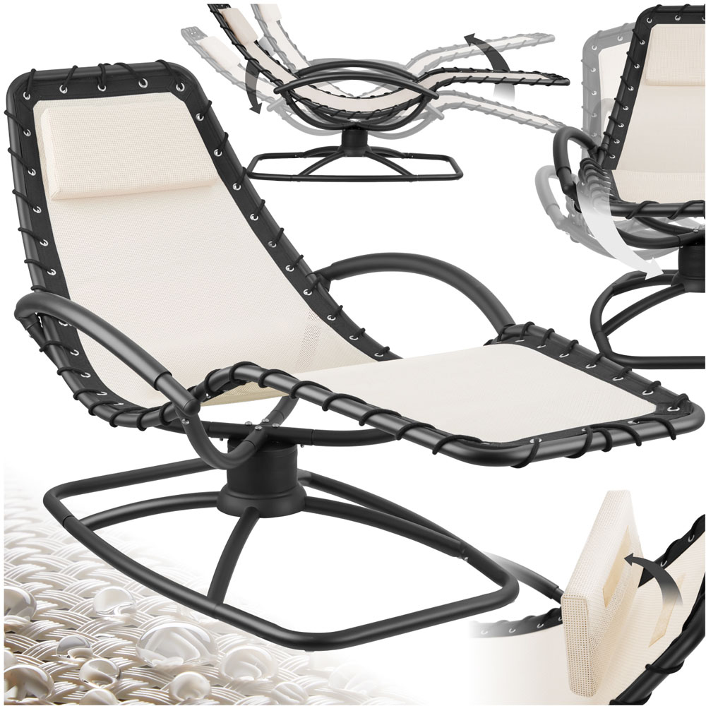 tectake Toulon Beige Ergonomic and Rocking Sun Lounger Image 2