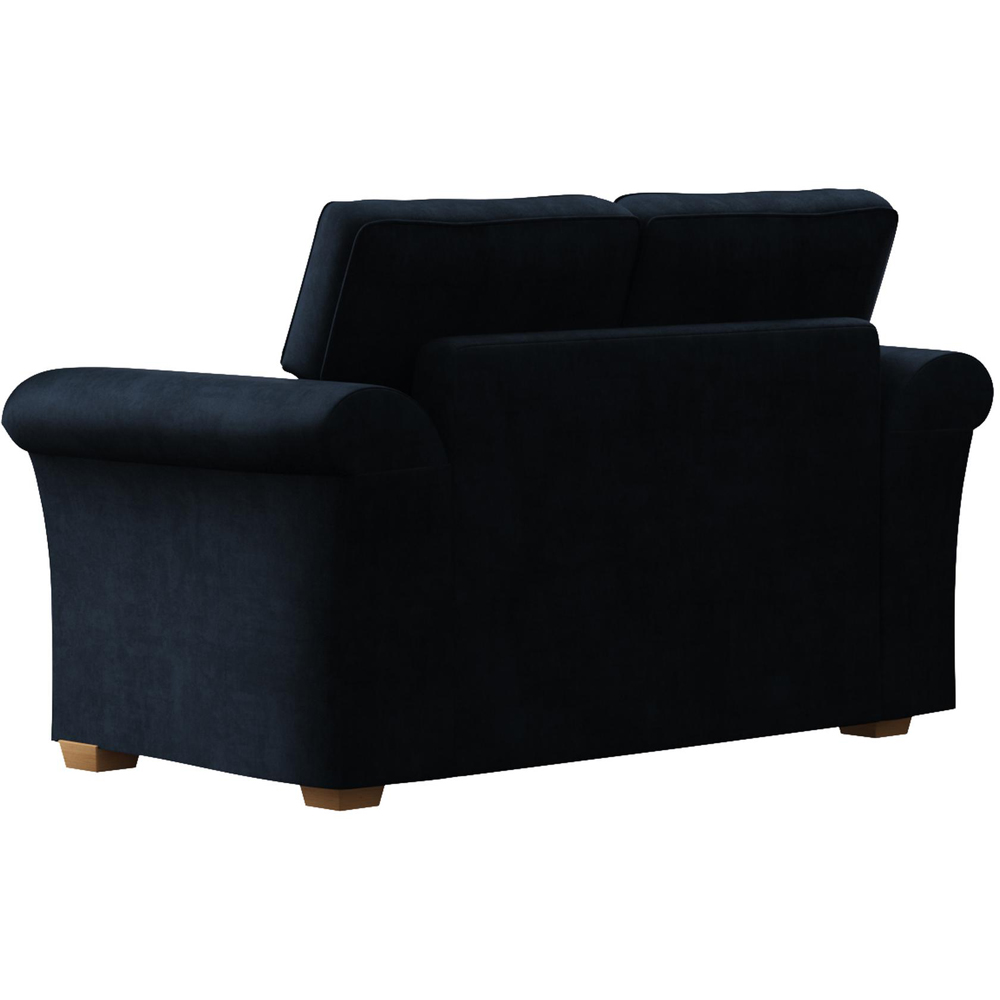 Castleacre 2 Seater Royal Blue Plush Velvet Fixed Back Sofa Image 4