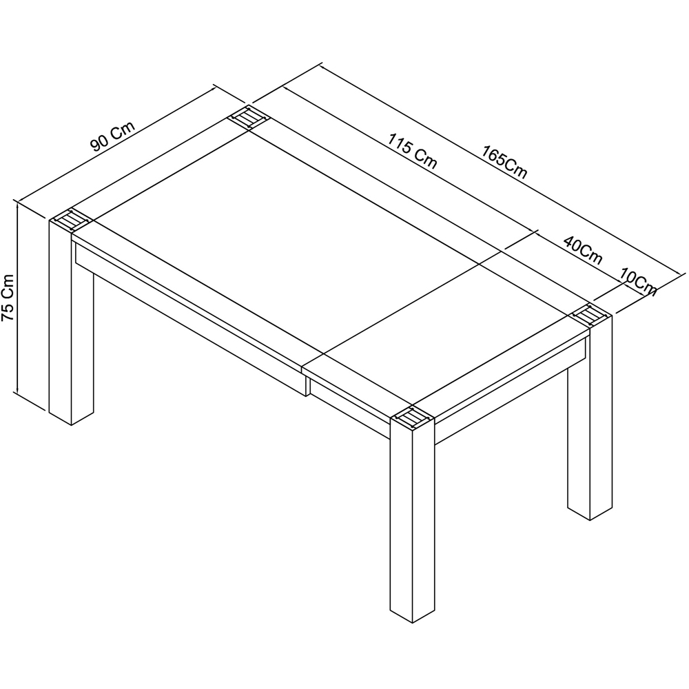 Bentley Designs Turin 6 Seater Dark Oak Small End Extending Table Image 7