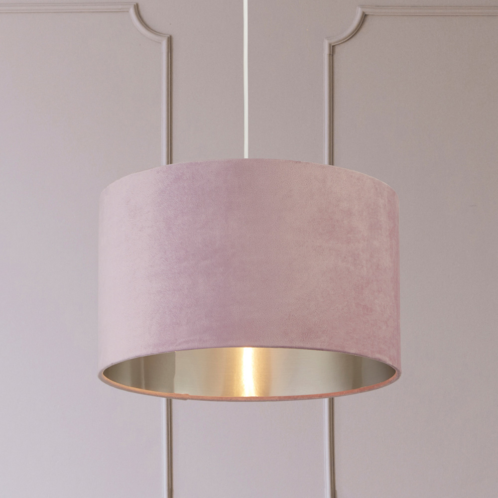 Lighting Collection Lilac Silver Inner Velvet Drum Shade 40cm Image 2