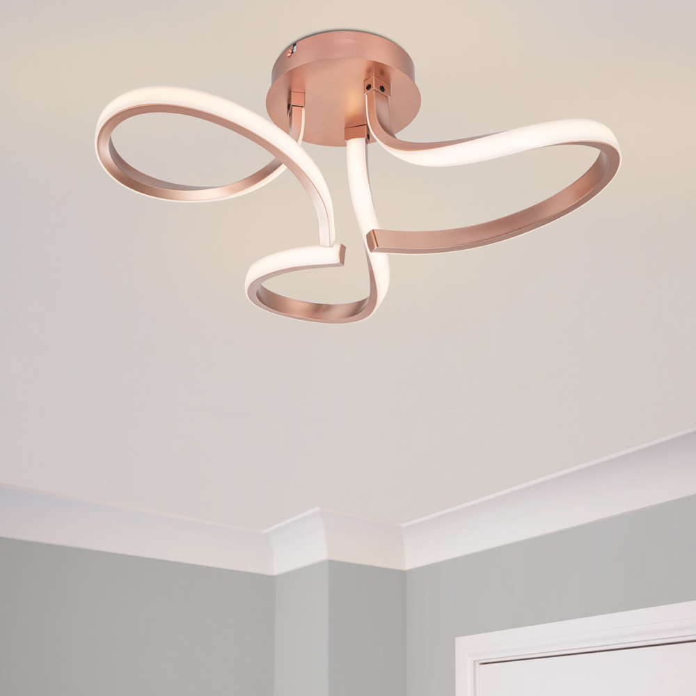Cosylyte Moss 3 Light Copper Curved LED Ceiling Light Image 2
