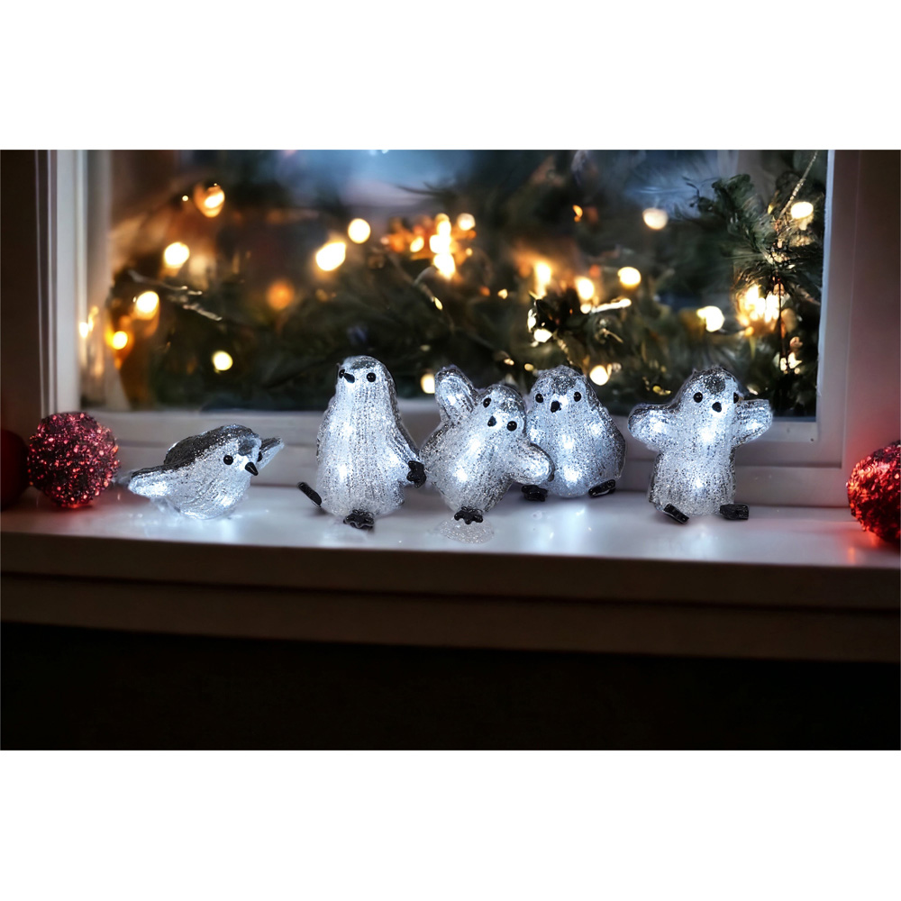 Xmas Haus Acrylic Penguin Decoration Set of 5 Image 5