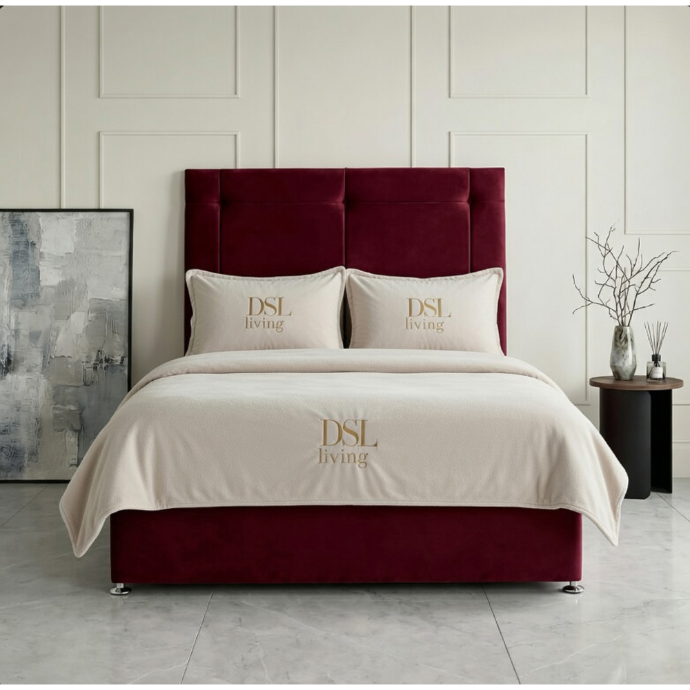 DS Living Kingsley Double Maroon Plush Divan Bed Image 4