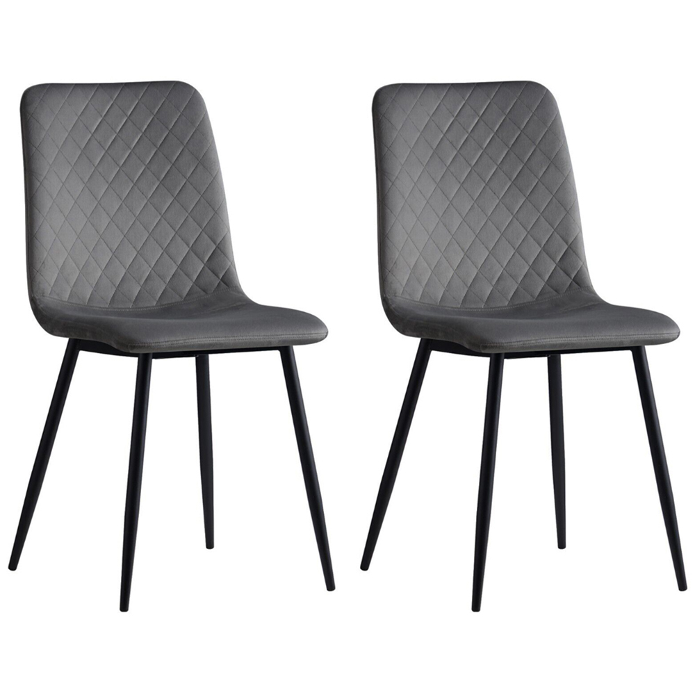 Lexi Set of 2 Grey Velvet Fabric Dining Chairs Image 4