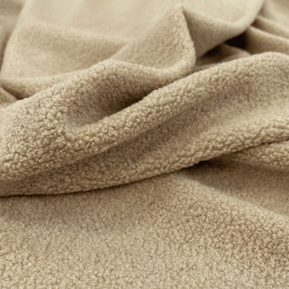 Desser Furniture Small Rectangular Latte Boucle Fabric Ottoman Image 7